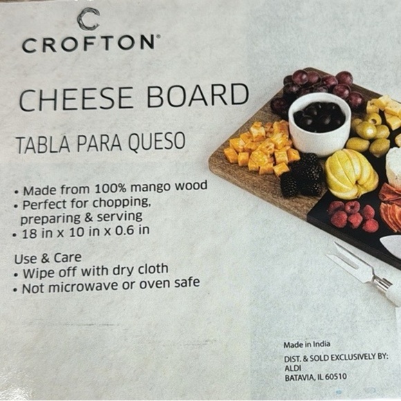 Enhance Your Entertaining with the Crofton Cheese Board 18" x 10" x 0.6" - Picture 4 of 4